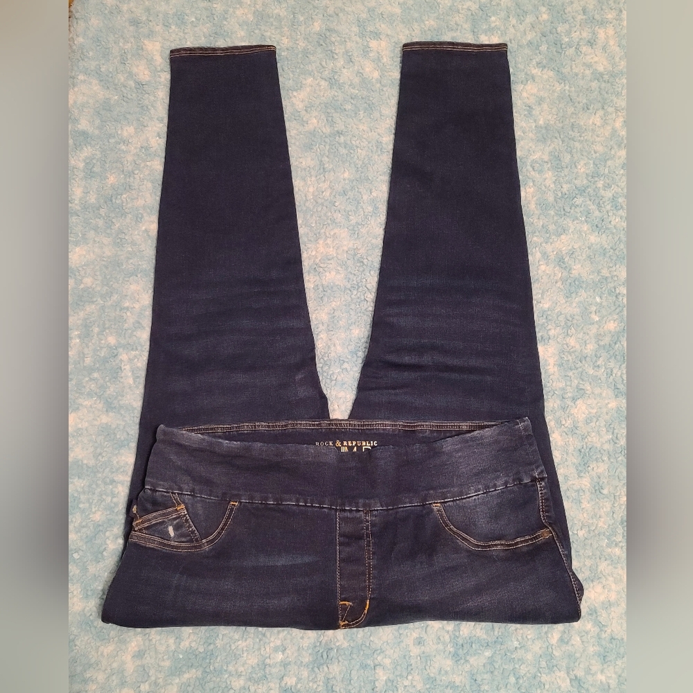 NWOT Rock & Republic Women's Dark Blue Fever Pull-On Jean Leggings, Sz 18M